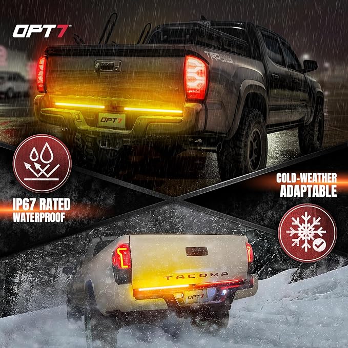 OPT7 Amber Safety Lights for 3rd Gen Tacoma TRD PRO 2016-2023, Front LED Grille Light + Tailgate Light Bundle Kit
