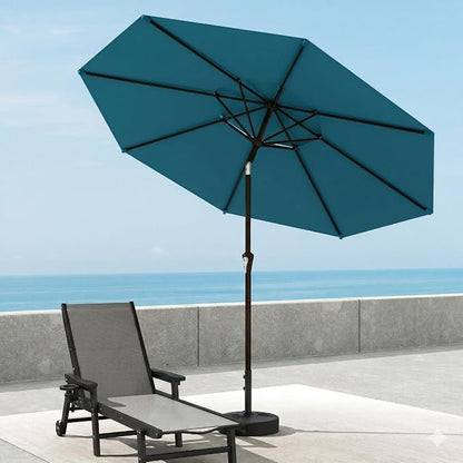 10FT Patio Umbrella, 2 Tier Outdoor Table Umbrella, Large Vented Market Umbrellas with Push Button Tilt and Crank, 8 Sturdy Ribs for Backyard, Deck, Pool, UPF50+ UV Protection