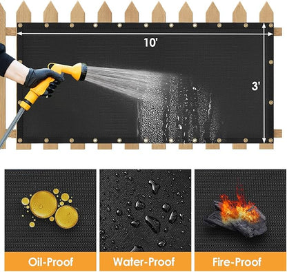 3'x10' Fireproof Heat Shield for Wall Behind Grill Protect Deck Fence from Grill Heat, Heat Shield for Wood Stove, Stove Wall Protector Fridge, BBQ Grill Mat Accessories Compatible with Blackstone