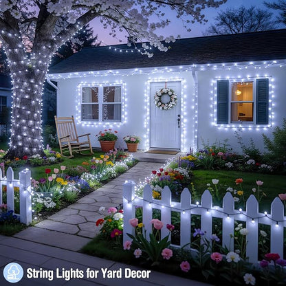 JMEXSUSS 800 LED White Christmas Lights, Plug in Christmas Tree Lights | 272ft, 8 Modes, Remote Control, Green Wire, Waterproof Led Christmas String Lights Outdoor for Indoor Xmas Party Tree Decor