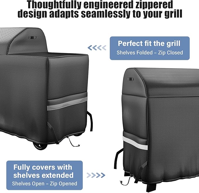 Grill Cover for Traeger Woodridge Replace for Traeger Grills BAC761 Full-Length All Weather Grill Cover Accessory Fits TFB86MLH Woodridge 600D Heavy Duty Waterproof BBQ Cover