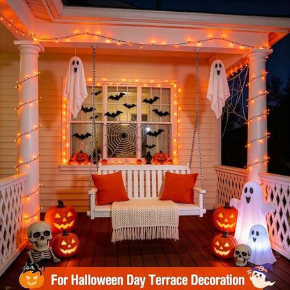 JMEXSUSS 400 LED Orange Lights for Halloween | 132ft Halloween String Lights Plug in with Remote, 8 Modes Orange String Lights for Tree Garden Yard Porch House Decorations
