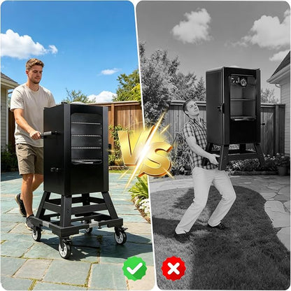 8 Inch Height Heavy Duty All Steel Smoker Stand,5 Inch Swivel Casters Wheels,Universal Mobile Base Fit for masterbuilt electric smoker,East Oak Smoker