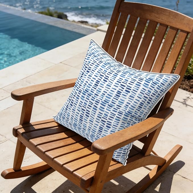 LVTXIII Outdoor Pillow Covers Set of 2, Patio Waterproof Throw Pillow Cases Fade Resistant Accent Pillow Covers for Spring Summer Garden Decoration, 16x16, Pebble Blue