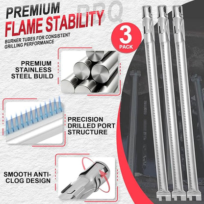 Grill Parts Kit for Weber Genesis 300 310 330 Genesis E330 E310 S310 S330 EP330 S320 E320 Grill Parts 17.5" Flavorizer Bars, Genesis 7528 Grates Heat Deflector Grill Parts Kit, 3Pcs 62752 Burner Tube