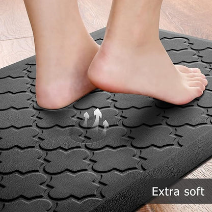 Kitchen Mat [2 PCS] Cushioned Anti-Fatigue Floor Mat Water Resistant Non-Skid Kitchen Mats and Rugs Ergonomic Comfort Foam Kitchen Rugs Standing Mat for Floor Office Sink (Black,20"x30"+20"x47")
