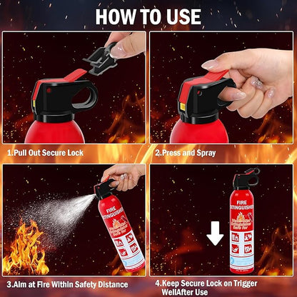4-Pack Home Fire Extinguisher with Wall Mount, Portable A B C K Class Household Fire Extinguisher for Kitchen, House, Boat & Car, Non-Toxic, Anti-Re-Ignition & Easy Clean