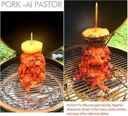 Vertical Skewer Grill - Stainless Removable Vertical Brazilian Barbecue Grilling Rack Meat Spit - Perfect for Steak, Whole Chickens, Whole Fish, Large Meat, 1Pack