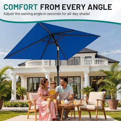 AreShark 6.5' x 10' Rectangular Patio Umbrellas for Outdoor, Outdoor Table Umbrella, Large Outdoor Patio Umbrellas with 6 Sturdy Ribs for Pool, Garden, Deck & Market (Royal Blue)