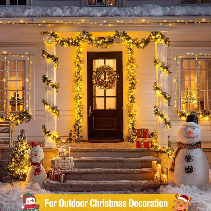 JMEXSUSS 400 LED Warm White Christmas Lights Outdoor | 132ft Christmas Tree Lights with Remote, 8 Modes Indoor String Light for Xmas Tree Garden Porch Yard House Holiday Decor
