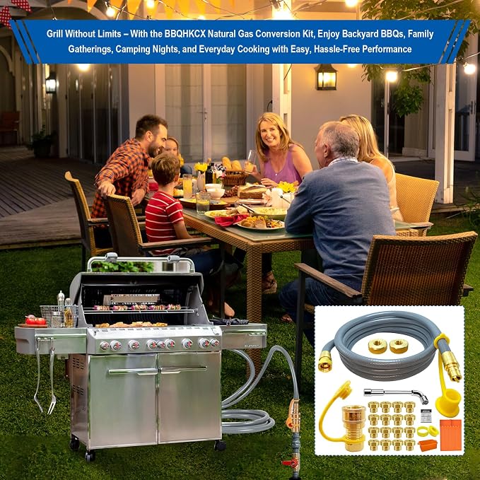 5249 Natural Gas Conversion Kit for Blackstone Grill 28" 36" Griddle, Propane to Natural Gas Conversion Kit w/10ft Natural Gas Hose, Silicone Grill Tool Mat, Grease Cup Liners, 3/8" Quick Connect Etc.
