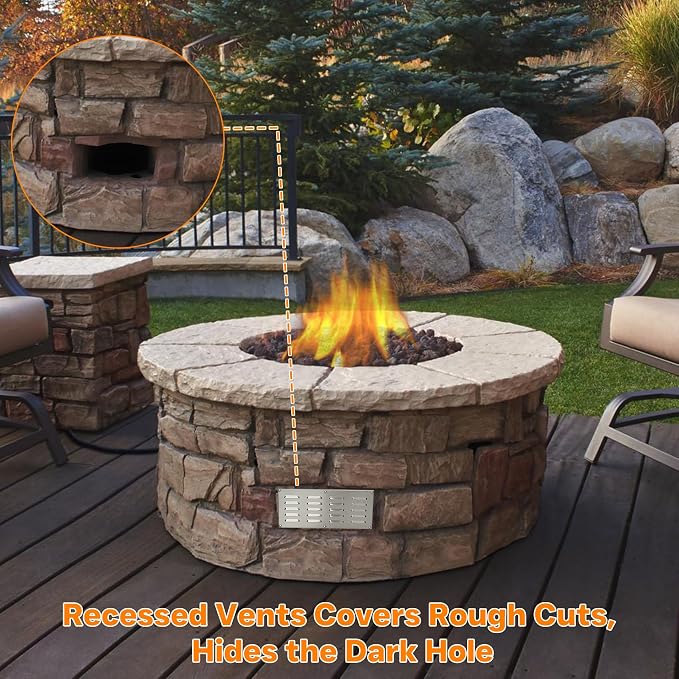 Skyflame Stainless Steel Cubic Venting Panel, 15-Inch by 6-1/2-Inch | Outdoor Masonry Fire Pits/Fireplaces, Kitchen Island