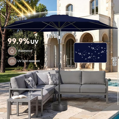 10 ft Patio Umbrella Outdoor with Push Button Tilt, Navy Blue | UV Protection, Waterproof, Large Porch Deck Umbrella for Pool, Table, Garden, Backyard, Provides Shade