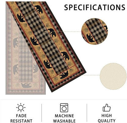 Bear Table Runner,Dining Decor for Kitchen Coffee Table Family Dinners Holiday Parties Wedding Events Decor(13x72 inch)