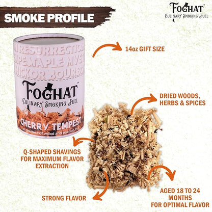 Cocktail Smoker Wood Chips - 14oz Cherry Tempest Shavings for Smoker, Whiskey & Drink Infuser Kit - All Natural, Culinary Wood Smoking Chips for Cocktail Smoke Gun & Drink Smokers