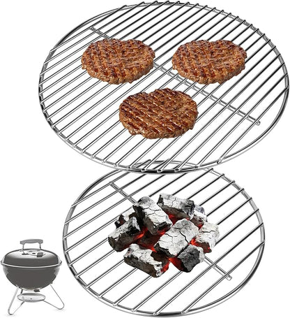13.5" Cooking Grate & 10.5" Charcoal Grate Kit, Grill Grates Fit for Weber 14'' Smokey Joe Silver&Gold Tuck-n-Carry Charcoal Grills, Heavy-Duty Steel 7431 7439 Replacement for Weber Grate kit