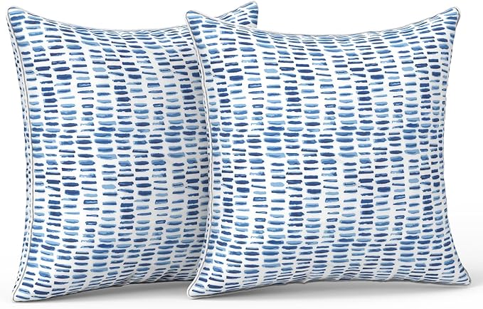 LVTXIII Pack of 2 Outdoor Throw Pillow Covers Accent Waterproof Pillow Covers ONLY, Patio Square Cushion Cases for Garden Balcony Couch Sofa Decoration 18x18 inch, Pebble Blue