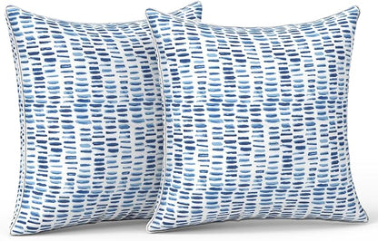 LVTXIII Pack of 2 Outdoor Throw Pillow Covers Accent Waterproof Pillow Covers ONLY, Patio Square Cushion Cases for Garden Balcony Couch Sofa Decoration 18x18 inch, Pebble Blue