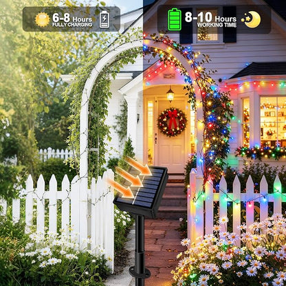 Solar String Lights Outdoor 2 Pack Total 66FT 200LED Solar Fairy Lights Waterproof 8 Modes Twinkle Solar Lights for Patio, Garden Yard Party Wedding Tree Christmas Halloween Decoration, Multicolor
