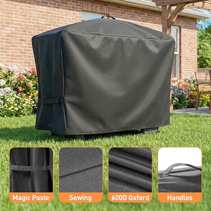 57 Inch Grill Cover for Weber Q Grill, 7112 Grill Cover for Weber Q2000, Q2200, Q2400, Q300, Q3000, Q3200 Gas Grills, Heavy Duty Waterproof BBQ Gas Grill Cover, Straps for Fix with Handles, 600D