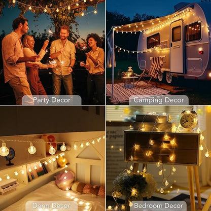 Metaku Globe Fairy Lights Battery Operated 33ft 80LED String Lights with Remote Waterproof Indoor Outdoor Hanging Decorative Christmas Lights for Home Party Patio Garden Wedding (Pack of 3)