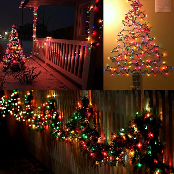 BrizLabs Colored Christmas Lights, 69.6ft 300 Count Christmas Tree Lights | Connectable; UL Certified; Multicolored Incandescent Xmas Light Mini Light String for Indoor Outside Holiday Home Decoration