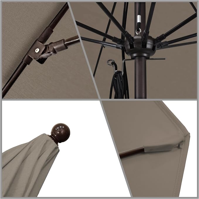 California Umbrella 11' Rd. Venture Series Contract Grade Patio Umbrella, Pulley Open, Bronze Finish, Sunbrella Dove