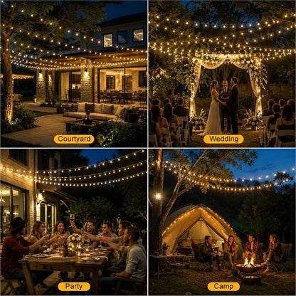 Crystal Globe String Lights 2500mAh Rechargeable Battery Operated | 16FT 50LED Outdoor Waterproof with Remote, Timer & 8 Modes, Fairy Lights for Yard Garden Patio Wedding Christmas (Warm White)