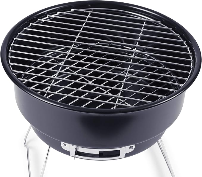 PICNIC TIME Caliente Portable Charcoal Grill & Cooler Tote, Take Anywhere BBQ Grill with Enameled Fire Bowl and Carrying Tote that Doubles as Cooler for Outdoor Cooking Use, (Black with Gray Accents)