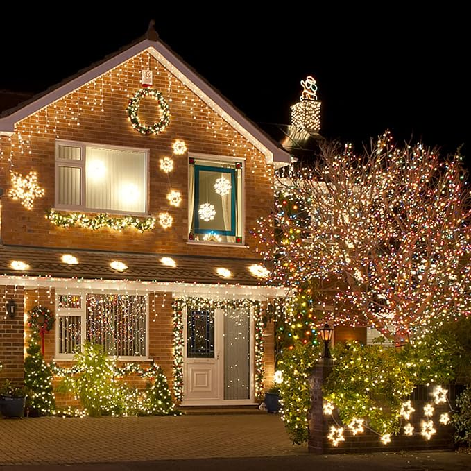 Color Chang Christmas Lights, Christmas String Lights | 105FT 300 LED End to End Connected 9 Modes Timer Remote for Outdoor Indoor Trees, Garden, Party (Warm White + Multicolor)