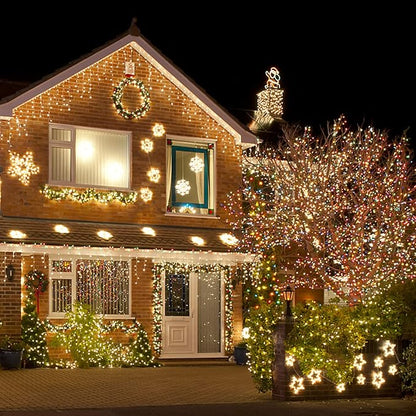 Color Chang Christmas Lights, Christmas String Lights | 105FT 300 LED End to End Connected 9 Modes Timer Remote for Outdoor Indoor Trees, Garden, Party (Warm White + Multicolor)