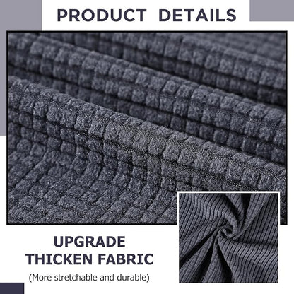 Peryiter 3 Pcs Couch and Loveseat Sofa Covers,Dark Gray,Fleece | Armchair Covers for Living Room, Sofa Cushion Slipcover, Furniture Protector, Polyester and Spandex, Washable