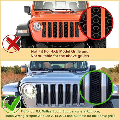 Led Grill Grille Lights fit for 2019 2020 2021 2022 2023 Jeep Wrangler JL JLU Rubicon Sahara Sport Front Grille Grills Light Front Headlights Wrangler JL Jlu 2018-2023 White 4pcs Led (White JL 4P)