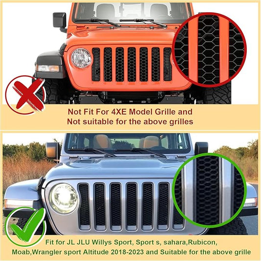 Led Grill Grille Lights fit for 2019 2020 2021 2022 2023 Jeep Wrangler JL JLU Rubicon Sahara Sport Front Grille Grills Light Front Headlights Wrangler JL Jlu 2018-2023 4Pcs Amber Led (Amber JL 4P)