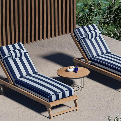 72 x 21 x 4 Inch Olefin Chaise Lounge Cushions, Lounge Chair Cushions with Headrest for Outdoor Furniture - Weather and Fade Resistant Patio Replacement Furniture Lounge Chair Cushion