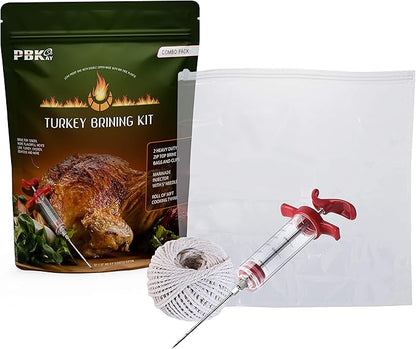Large Turkey Brine Bags, Combo Pack - Marinade Injector - Roll cooking Twine - XL Heavy Duty Leakproof, Food grade BPA free