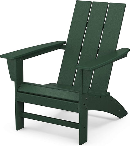 POLYWOOD Modern Adirondack Chair – All-Weather Outdoor Lawn Adirondack Chairs – HDPE, Fade-Resistant & Durable Outdoor Furniture – For Patio, Deck & Fire Pit Chairs – Green