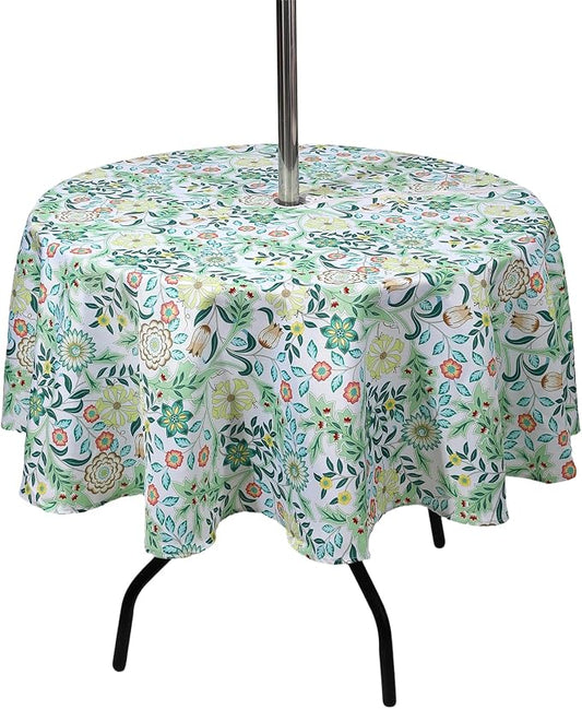 SUQ I OME Outdoor Tablecloth, Yellow Flora, 60'' Round with Zipper | zippered patio tablecloths