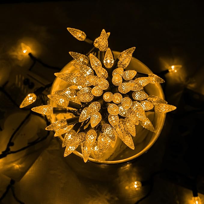 Dazzle Bright C6 Christmas String Lights, 100 LED 33 FT Outdoor Christmas Lights Waterproof Connectable, 8 Modes Lights for Indoor Outdoor Home Garden Yard Xmas Tree Decorations (Warm White)