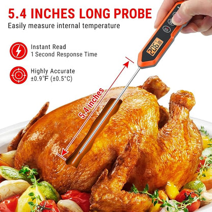 TempPro TempSwift Waterproof Instant Read Meat Thermometer for Cooking | Digital Food Thermometer with Backlight & Calibration, Cooking Thermometer for BBQ