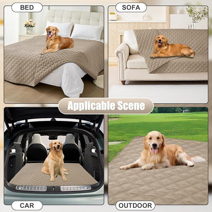 Smiry Waterproof Reversible Pet Couch Covers for Dogs | Pet Friendly, Soft Fabric, Washable Sofa Furniture Protector for Dogs Cat Kids, Checkered (68"x82", Taupe/Taupe)