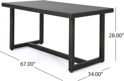 Christopher Knight Home Able Outdoor 7 Piece Wicker Dining Set, Multibrown with Crème Cushions