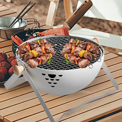 BBQ Grill Charcoal - Foldable Portable Small Stove - Barbeque Grill with Anti-Scalding Handle | for Outdoor Garden Table Travel Picnic Pan-Fried Meat Tea Brewing Hot Pot Cooking