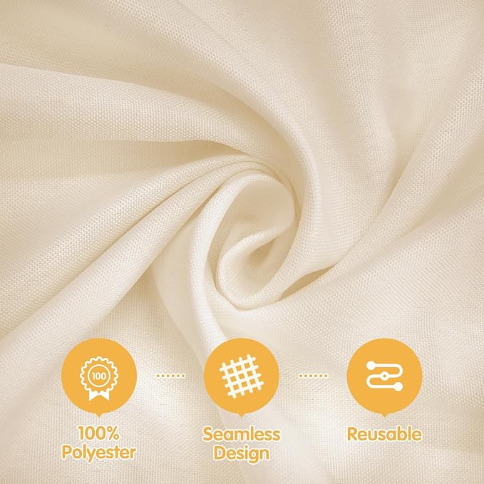 BRILLMAX 8 Pack Beige Tablecloths 60x102 Inch for 6ft Rectangle Tables | 150 GSM Polyester Fabric, 15" Standard Drop, Water, Stain & Wrinkle Resistant Cloth Cover for Wedding Reception Banquet Party