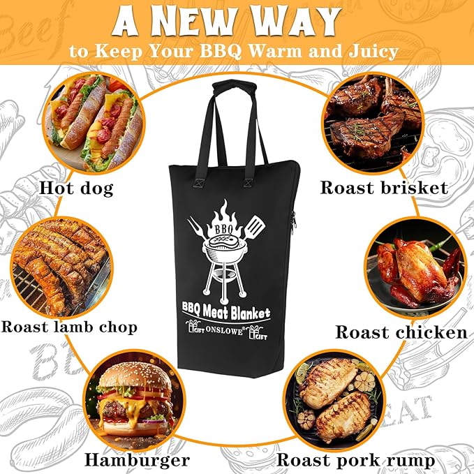 21in BBQ Blanket for Resting Meat - Meat Resting Bag of Washable Oxford Cloth - Insulated Brisket Resting Blanket for Turkey, Pork Shoulder & Beef - Gifts for Men, Christmas Gifts, BBQ Lovers Gift