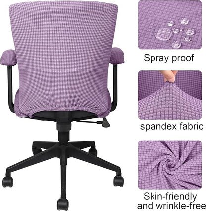 Tallew 4 Pcs Office Chair Covers Stretchable Armrest Seat,XL,Lilac Purple | Universal Fit Office Desk Chairs, Protective Seat Backrest Slipcovers, Stretchable Prevent Wear, Easy Install for Rotating