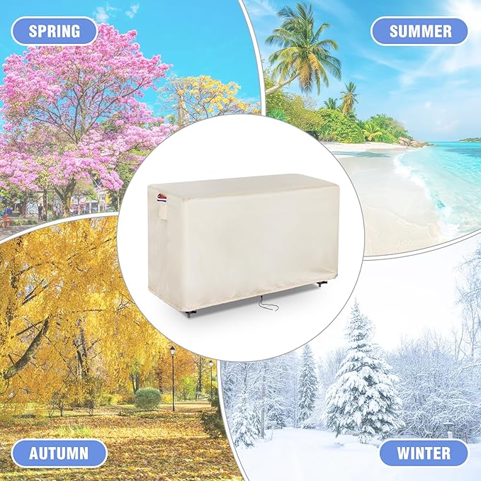 Outdoor Prep Table Cover 42 Inch,Waterproof Patio Outdoor Stainless Steel Metal Grill BBQ Table Cart Cover Dustproof Windproof All Season Pretection for Outdoor Table - 42 x 31 x 50 Inch-Beige