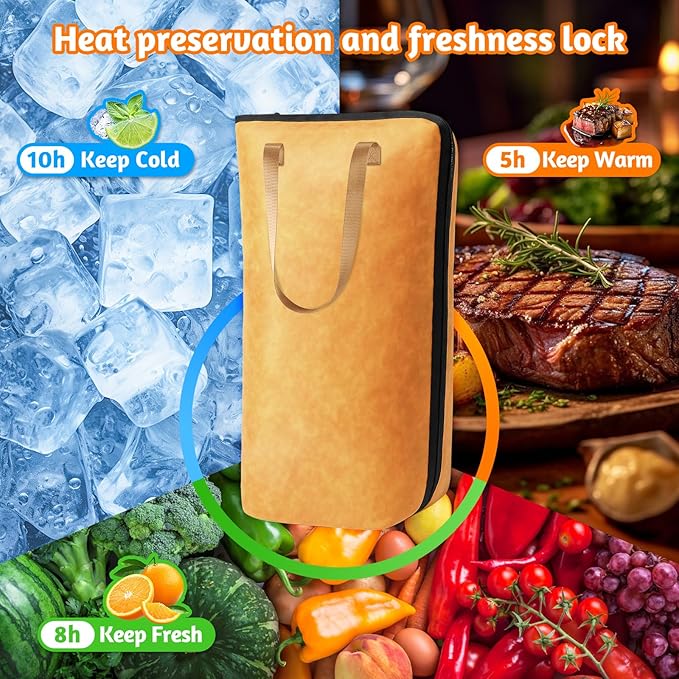 BBQ Blanket for Resting Meat, 21in Meat Resting Blanket, Reusable Smoker Grilling Meat Resting Bag with Wide Mouth with Handle Design for Large Brisket/Pork Shoulders/Turkeys,Gifts for Men