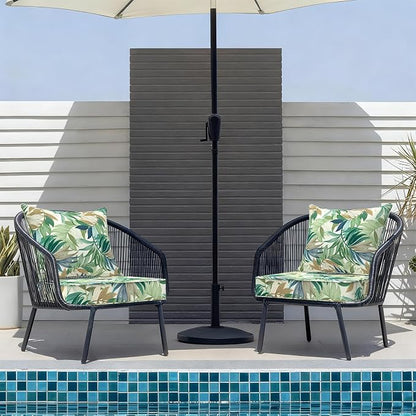 DYTXIII Outdoor Deep Seat Cushion Set, Water Repellent 22"x22" Patio Thick Cushions Replacement with Seat & Back Pillow for Patio Sofa, Wicker Chair, Couch - Lush Leaf Green