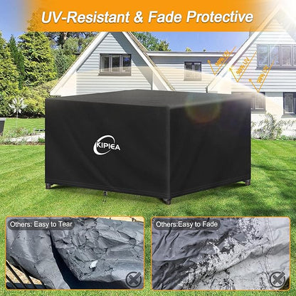 Kipiea Outdoor Furniture Covers Waterproof, 420D Heavy-Duty Patio Furniture Set Covers, No Tears Anti UV No Fading (55" L×55" W×28" H)